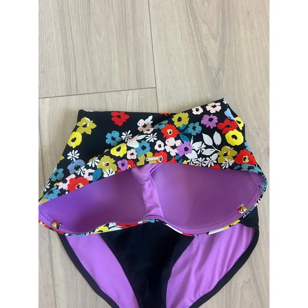 Anne Cole Floral Twist Front Shirred One Piece Swimsuit Size 8